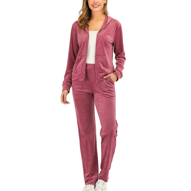BIKETAFUWY Sport Suits for Women 2Pcs/Set Hoodie+Pants Solid Velour Tracksuits Casual Jogging Sweatsuits Sportswear 
